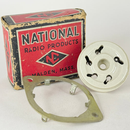 (1) Vintage National Radio Products Ceramic 5 Pin Tube Socket CIR Socket 5 Prong