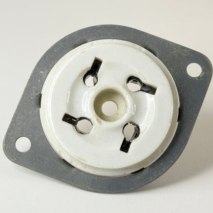 (1) Vintage National Radio Products Ceramic 4 Pin Tube Socket CIR Socket 4 Prong