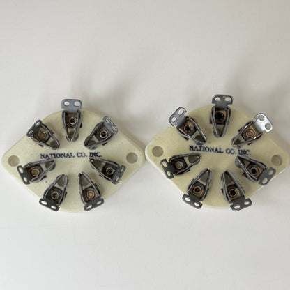 Pair of Vintage National Radio Products XC-7S Ceramic 7 Pin Tube Sockets (a)