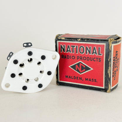 (1) Vintage National Radio Products XC-7S White Ceramic 7 Pin Tube Socket (b)
