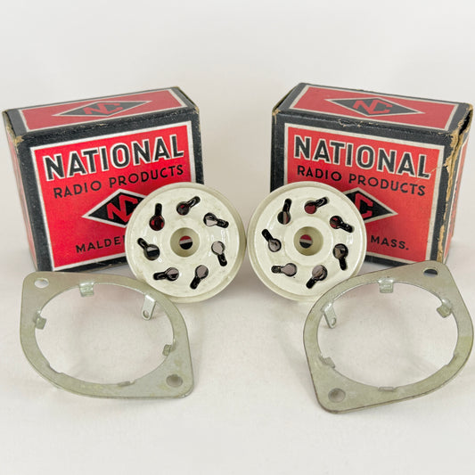 Pair National Radio Products CIR Socket 7S Prong Ceramic 7 Pin Tube Sockets (a)