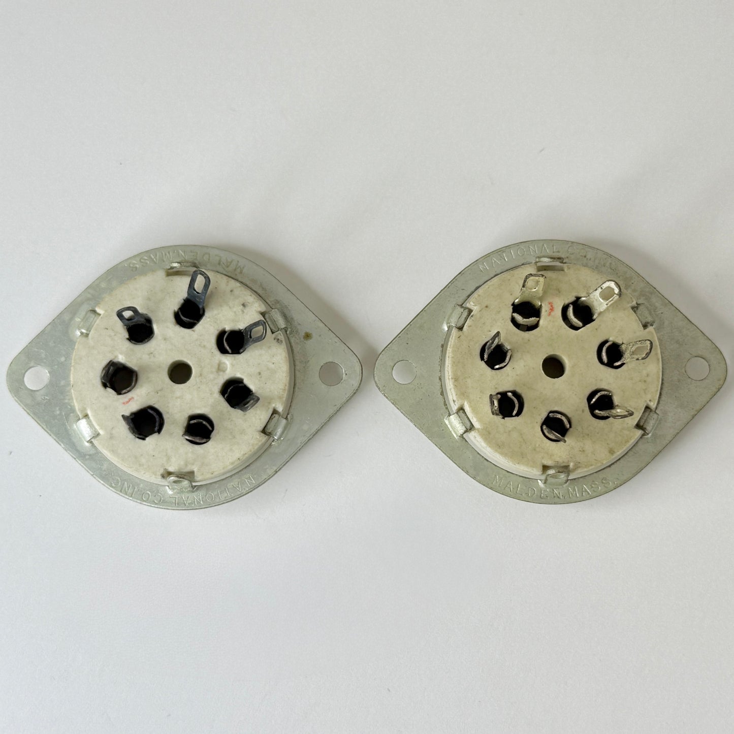 Pair National Radio Products CIR Socket 7S Prong Ceramic 7 Pin Tube Sockets (a)