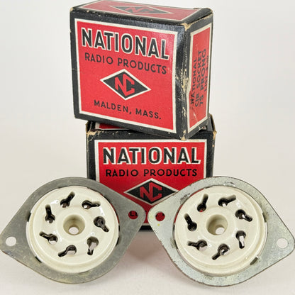 (2) National Radio Products CIR Socket 7S Prong Ceramic 7 Pin Tube Sockets (b)