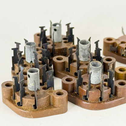 Lot of (9) Vintage NOS Brown Mil Spec Miniature 7 Pin Tube Sockets