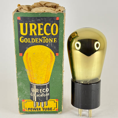 (1) Tested Ureco 112 Tube Goldentone Gold Glass Type 12 Radio Tube Vacuum Tube