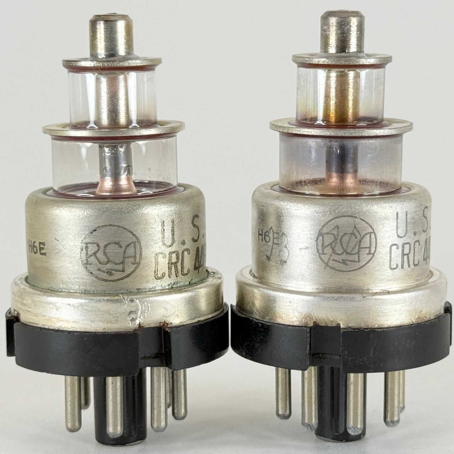 Tested Matched Pair 1944 RCA USN CRC 446A Tubes Mil Spec Lighthouse Tube H6E (b)