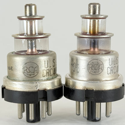 Tested Matched Pair 1944 RCA USN CRC 446A Tubes Mil Spec Lighthouse Tube H6E (b)