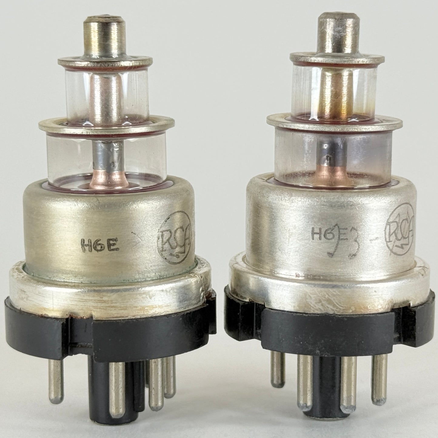 Tested Matched Pair 1944 RCA USN CRC 446A Tubes Mil Spec Lighthouse Tube H6E (b)