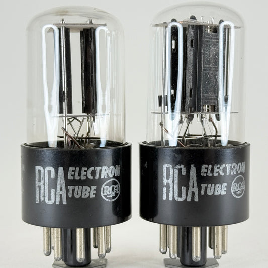 Tested Matched Pair RCA 6SN7GT Tubes Reinforced Rods Black Plates Codes L1 LQ