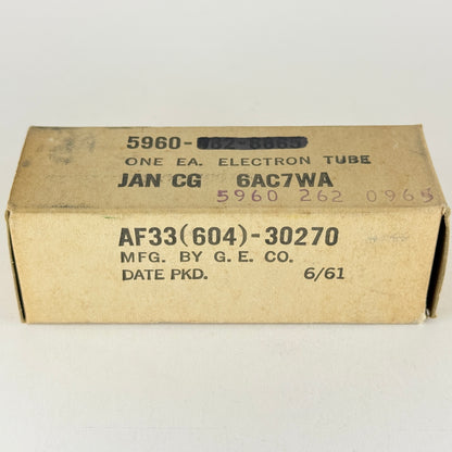 (1) Tested 1961 GE JAN CG 6AC7WA Tube with Box Code 61-30 Mil Spec 6AC7 Tube