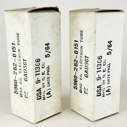 Tested Matched Pair 1964 GE 6AU5GT Tubes with Boxes Codes 64-30 General Electric