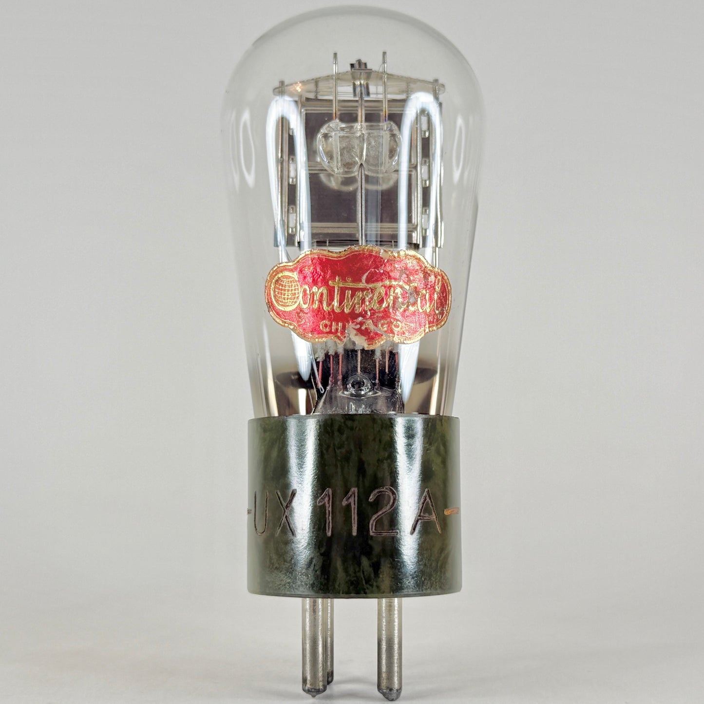 (1) Tested Rare Green Marbled Bakelite Continental UX 112A Tube 12A Globe Tube