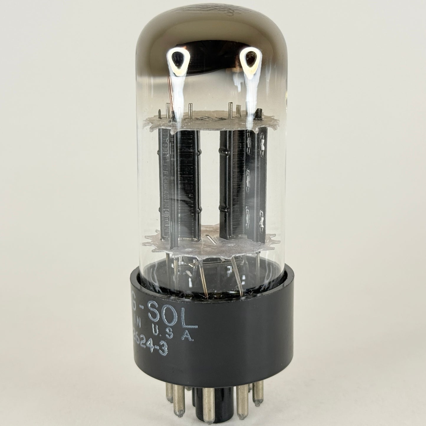 (1) Tested Tung Sol 6SN7GTB Tube Tall Bottle Black Plate Horseshoe Getter 624-3