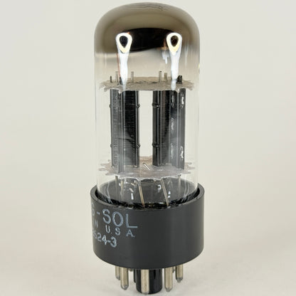 (1) Tested Tung Sol 6SN7GTB Tube Tall Bottle Black Plate Horseshoe Getter 624-3