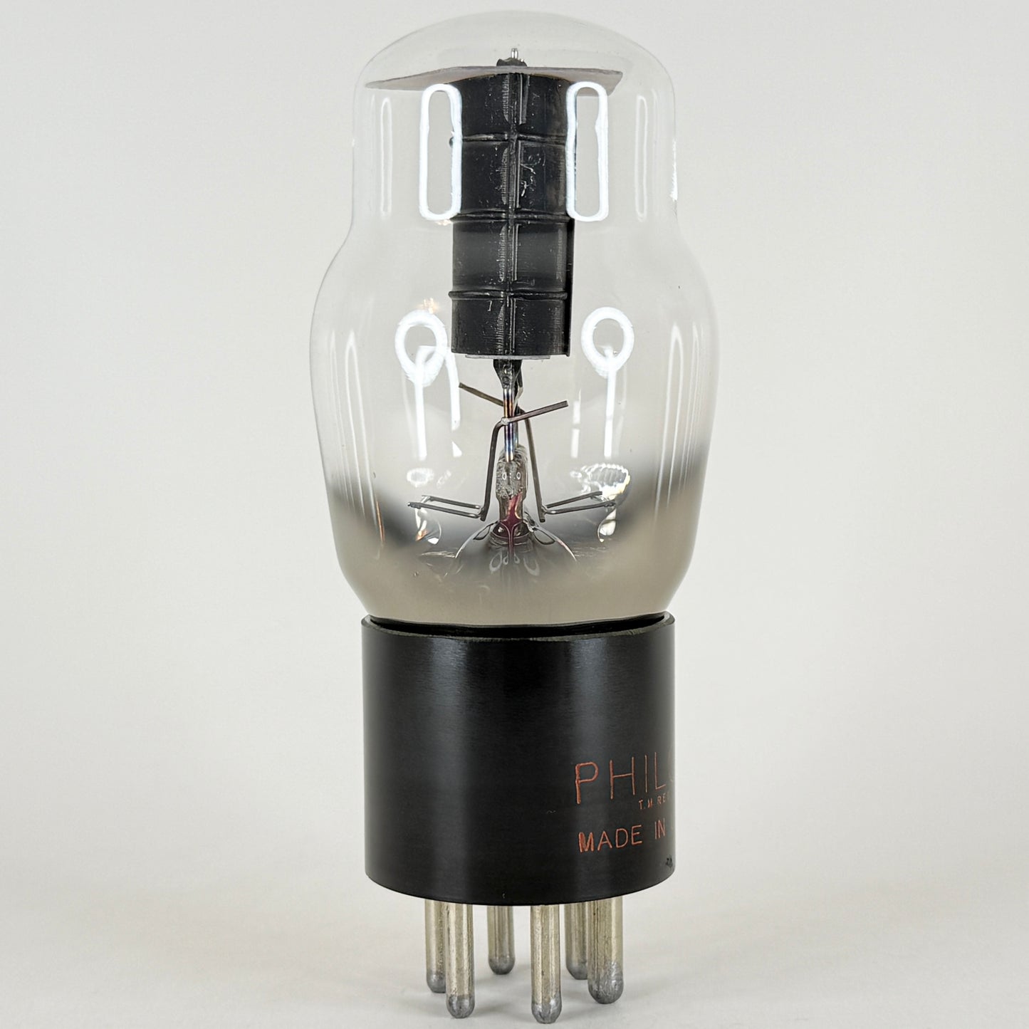 (1) Tested Philco Type 42 Tube Dual D Getters Black Oval Ribbed Plate Audio Tube