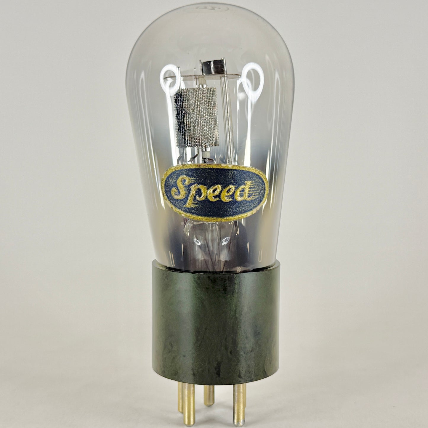 (1) Tested Green Marbled Bakelite Speed 227 Tube Type 27 Tube Brass Pins Globe