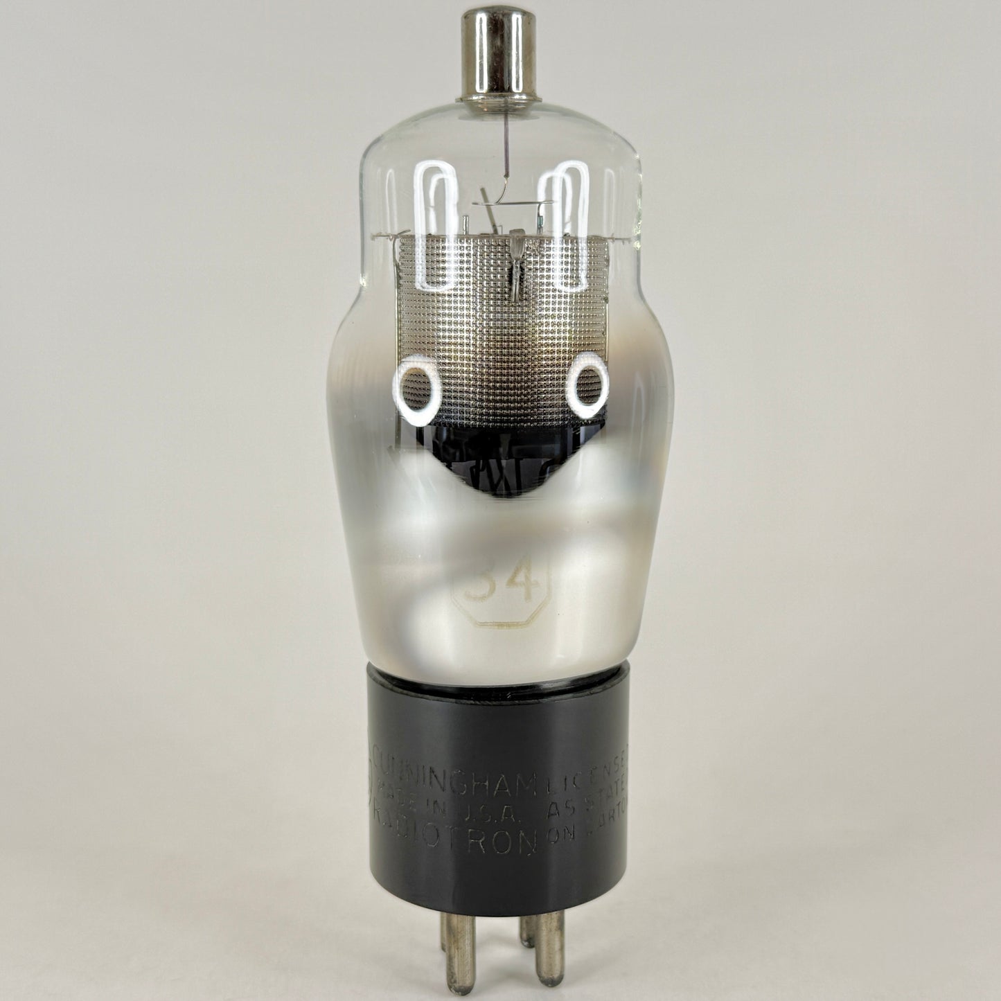 (1) Tested RCA Cunningham Type 34 Tube Date Code Z4 Engraved Base Foil D Getter