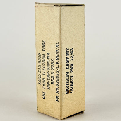 (1) Tested 1963 Raytheon JAN CRP 6AN5WA Tube with Box Code 64-10 6AN5 WA Tube