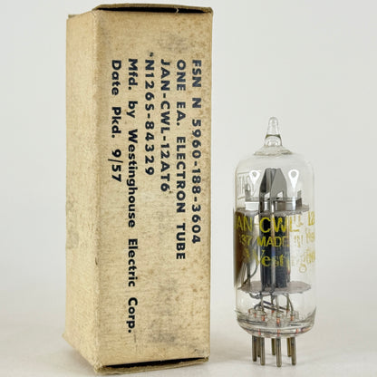 (1) Tested 1957 Westinghouse JAN CWL 12AT6 Tube & Box Code 752 Twin Diode Triode