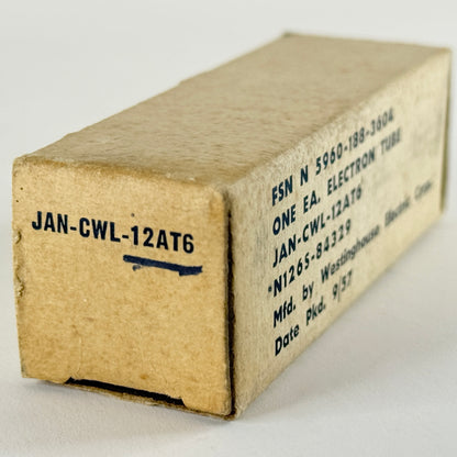 (1) Tested 1957 Westinghouse JAN CWL 12AT6 Tube & Box Code 752 Twin Diode Triode