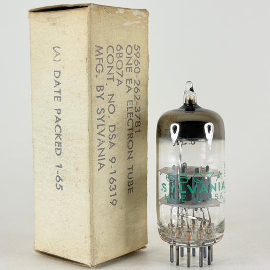 (1) Tested 1965 Sylvania 6BQ7A Tube with Box Date Code 6513 Mil Spec Twin Triode