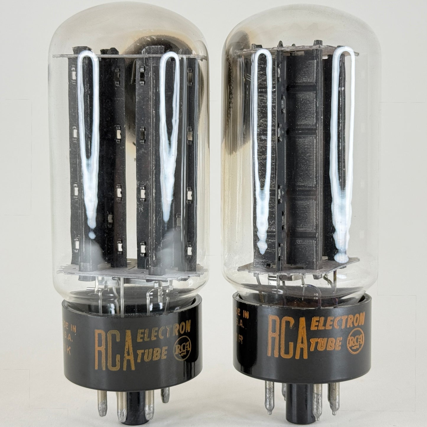 Tested Matched Pair RCA 5U4GB Tubes Black Ribbed Plates Square Getters NK & MR