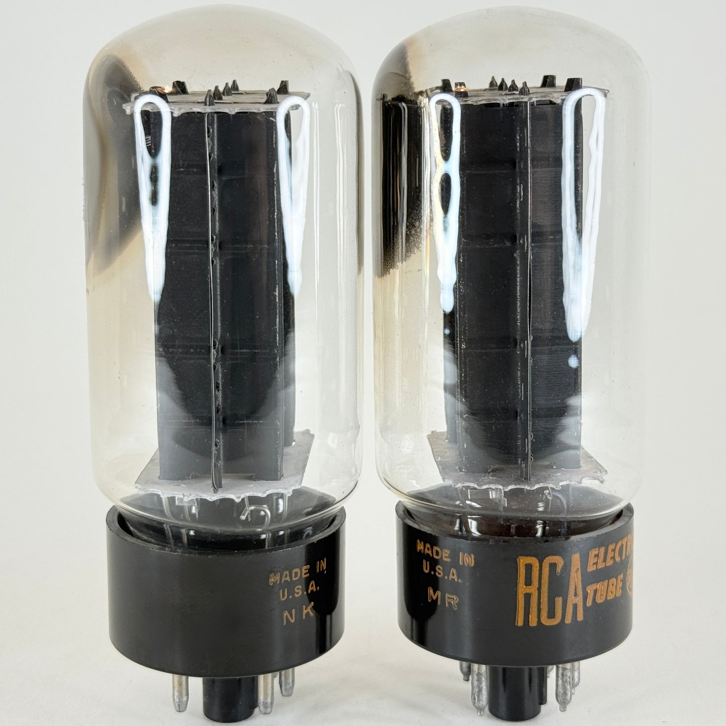 Tested Matched Pair RCA 5U4GB Tubes Black Ribbed Plates Square Getters NK & MR