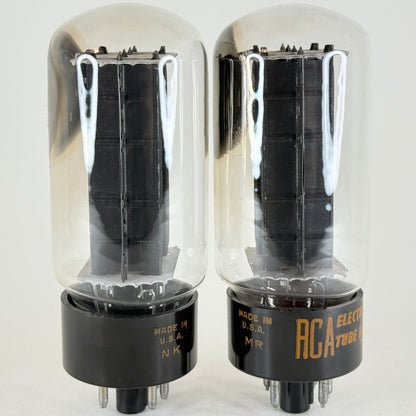 Tested Matched Pair RCA 5U4GB Tubes Black Ribbed Plates Square Getters NK & MR