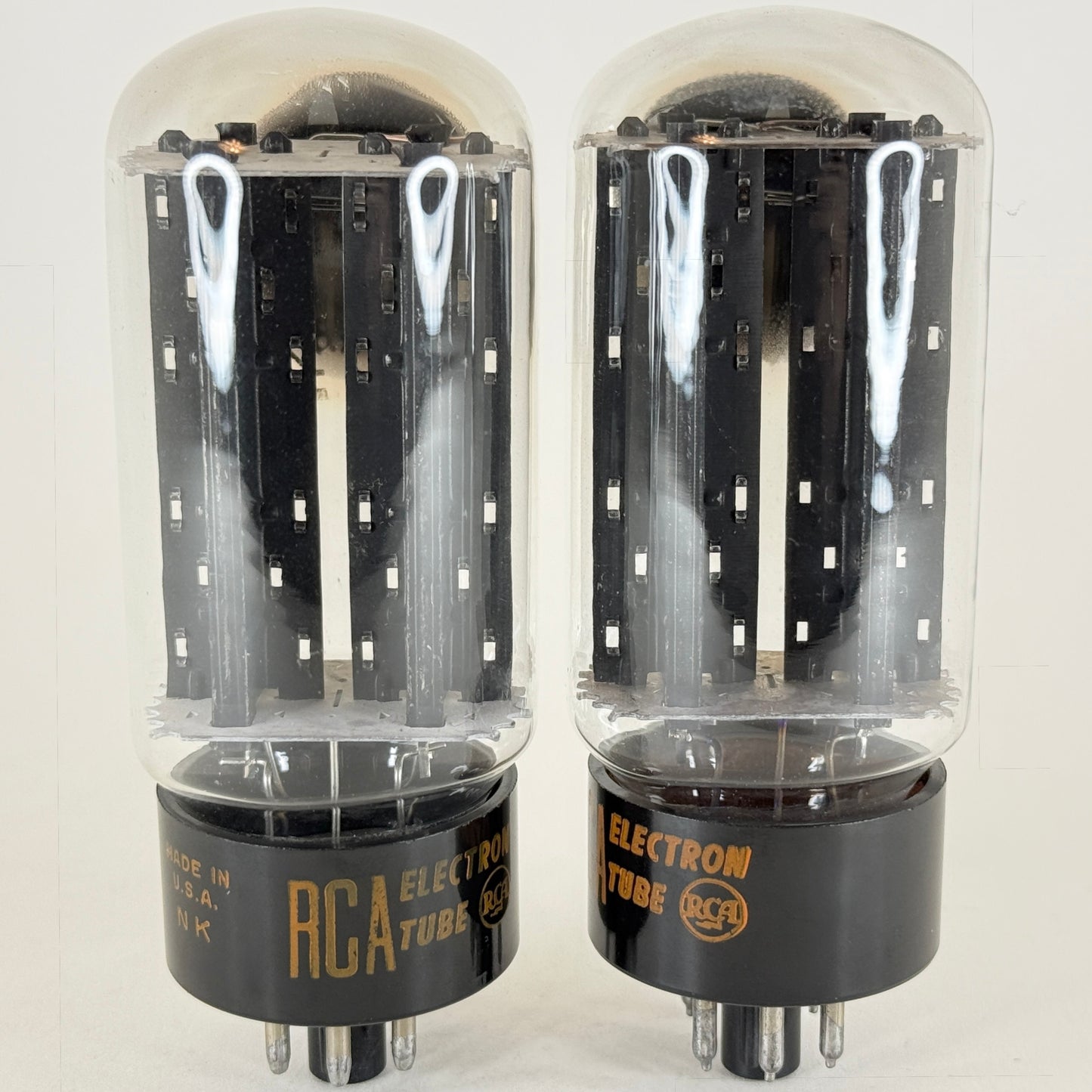 Tested Matched Pair RCA 5U4GB Tubes Black Ribbed Plates Square Getters NK & MR
