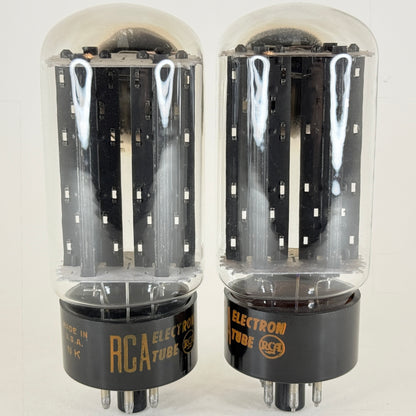 Tested Matched Pair RCA 5U4GB Tubes Black Ribbed Plates Square Getters NK & MR