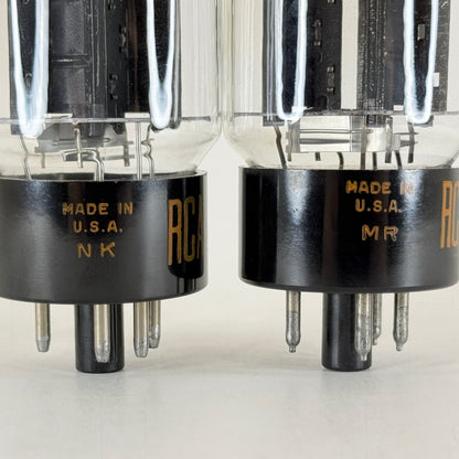 Tested Matched Pair RCA 5U4GB Tubes Black Ribbed Plates Square Getters NK & MR