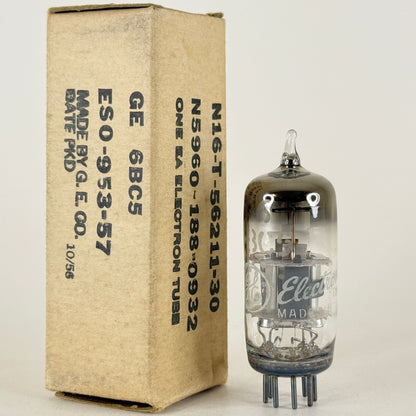 (1) Tested 1956 GE 6BC5 Tube with Box Date Code 56-52 Sharp Cutoff Pentode Tube