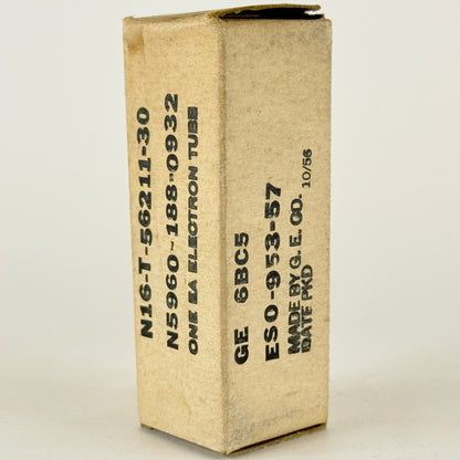 (1) Tested 1956 GE 6BC5 Tube with Box Date Code 56-52 Sharp Cutoff Pentode Tube