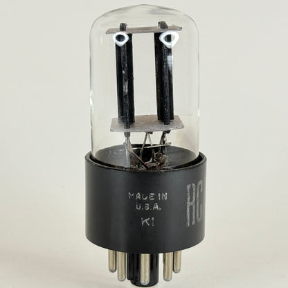 (1) Tested 1957 RCA 6SN7GTB Tube Black Offset Plates Square Get Code KI 6SN7 GT