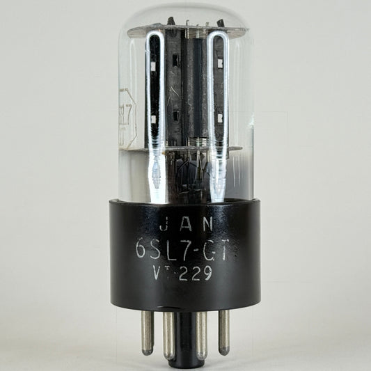 (1) Tested RCA JAN 6SL7GT Tube Mil Spec VT-229 Black Plates VIE Meatball Logo