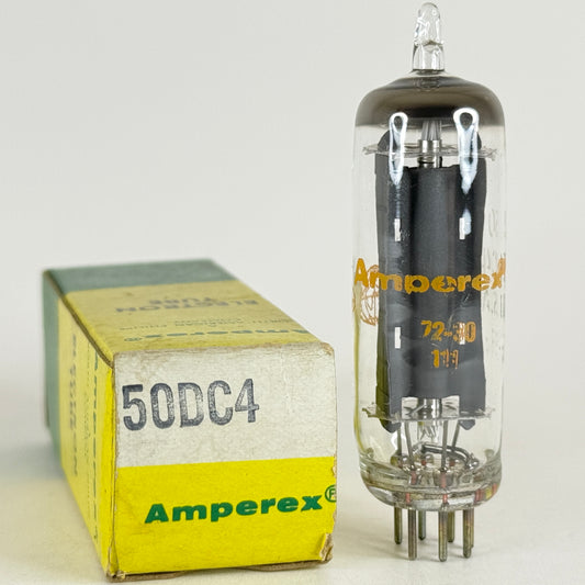 (1) Tested Amperex 50DC4 Tube with Box Gray Hourglass Plates Date Code 72-30