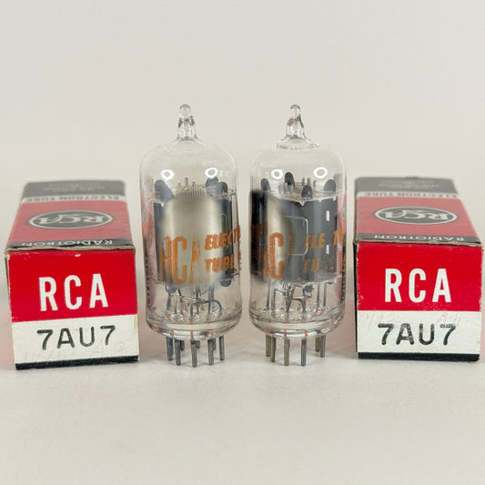 Tested Matched Pair RCA 7AU7 Tubes Date Codes AK AQ Twin Triode Vacuum Tubes