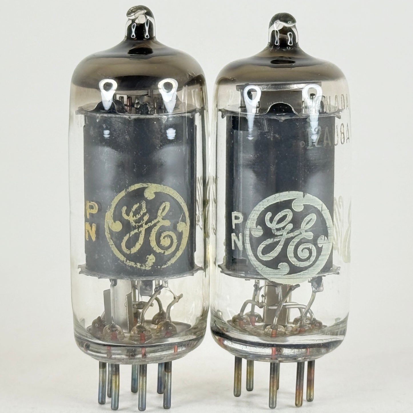 Tested Matched Pair GE 12AU6A Tubes Codes PN Made in Canada 12AU6 A Pentodes
