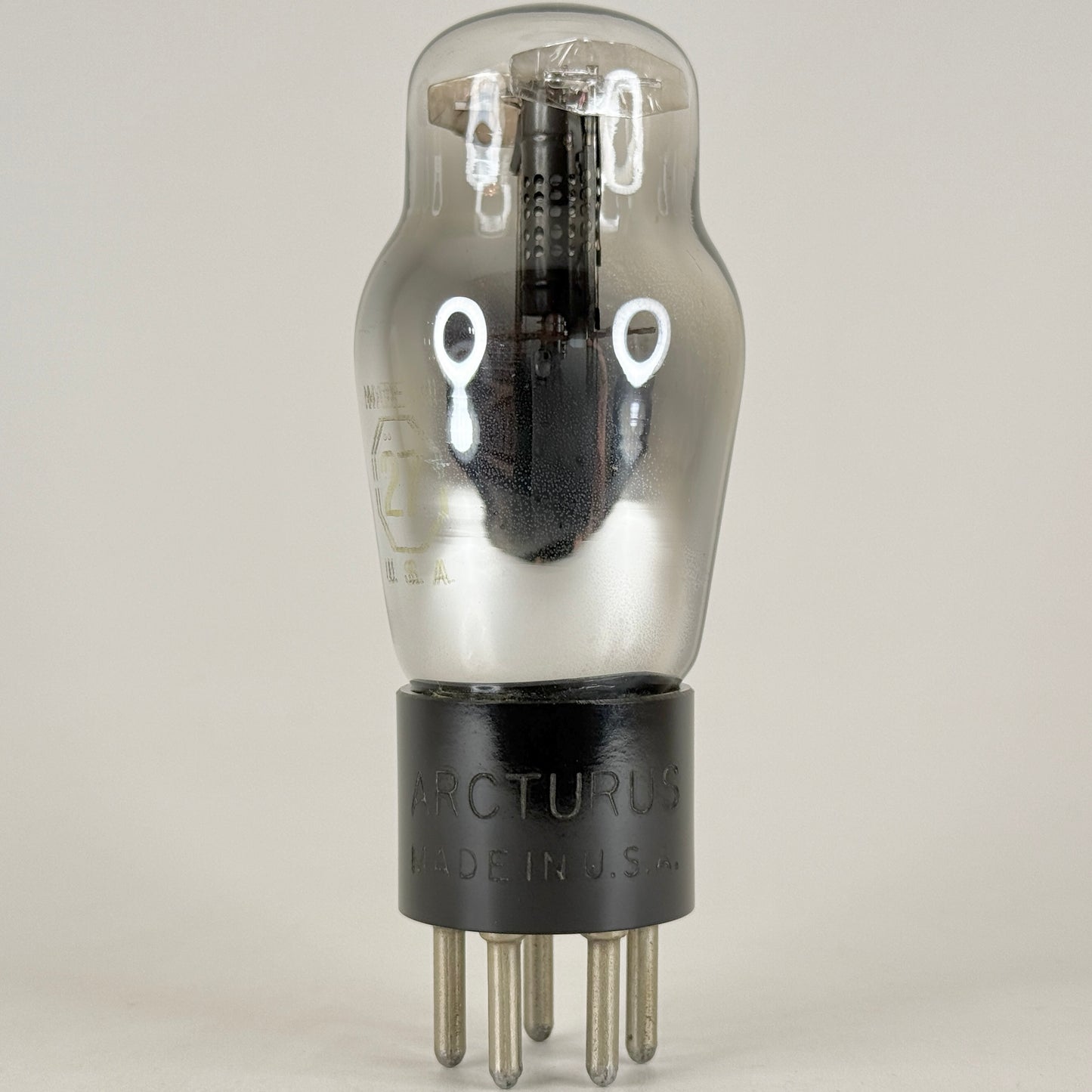 (1) Tested Arcturus Type 27 Tube Engraved Base 27 Tube Triode Vacuum Tube