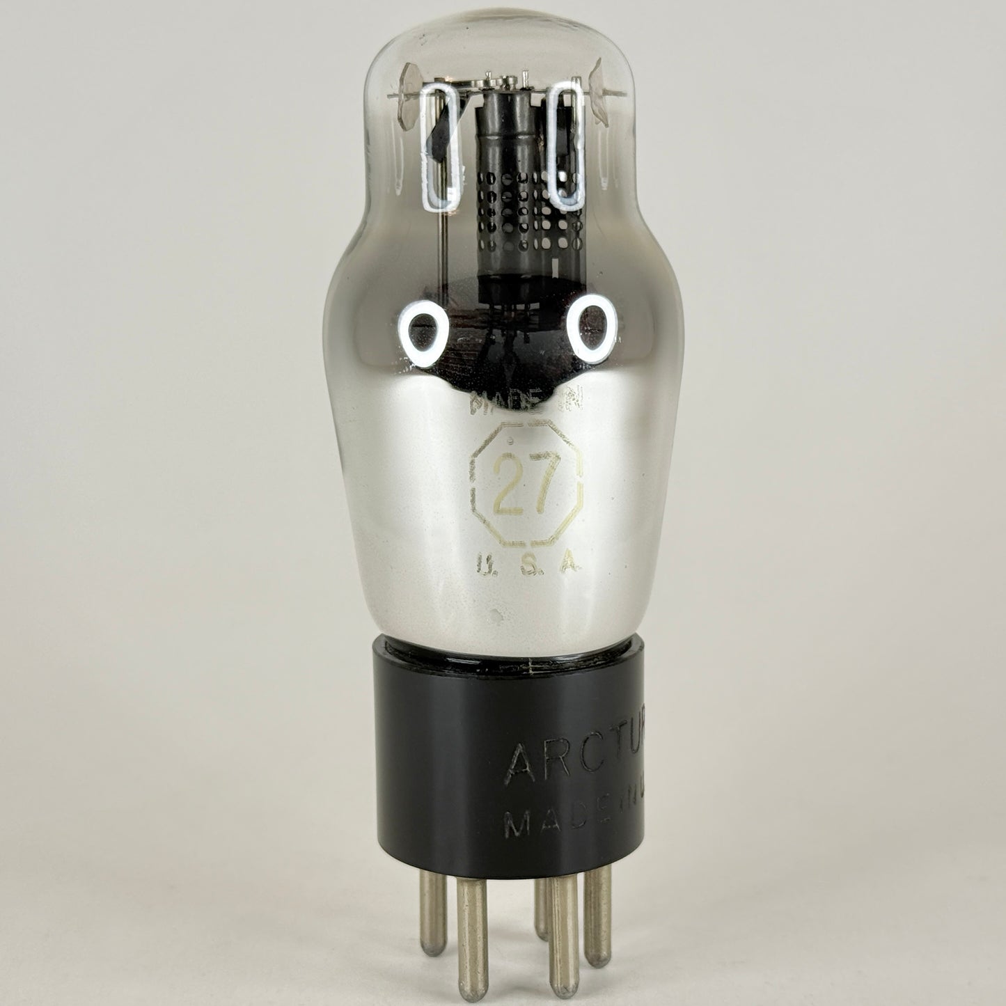 (1) Tested Arcturus Type 27 Tube Engraved Base 27 Tube Triode Vacuum Tube