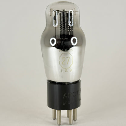 (1) Tested Arcturus Type 27 Tube Engraved Base 27 Tube Triode Vacuum Tube
