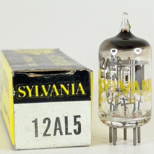 (1) Tested Balanced Sylvania 12AL5 Tube with Box Date Code NR ACL Dual Diode