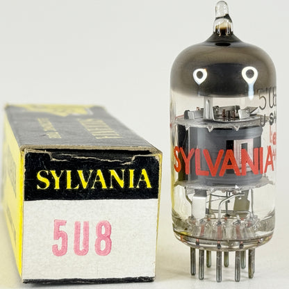(1) Tested Sylvania 5U8 Tube Red Letters and Box Code ed AWV Triode Pentode Tube