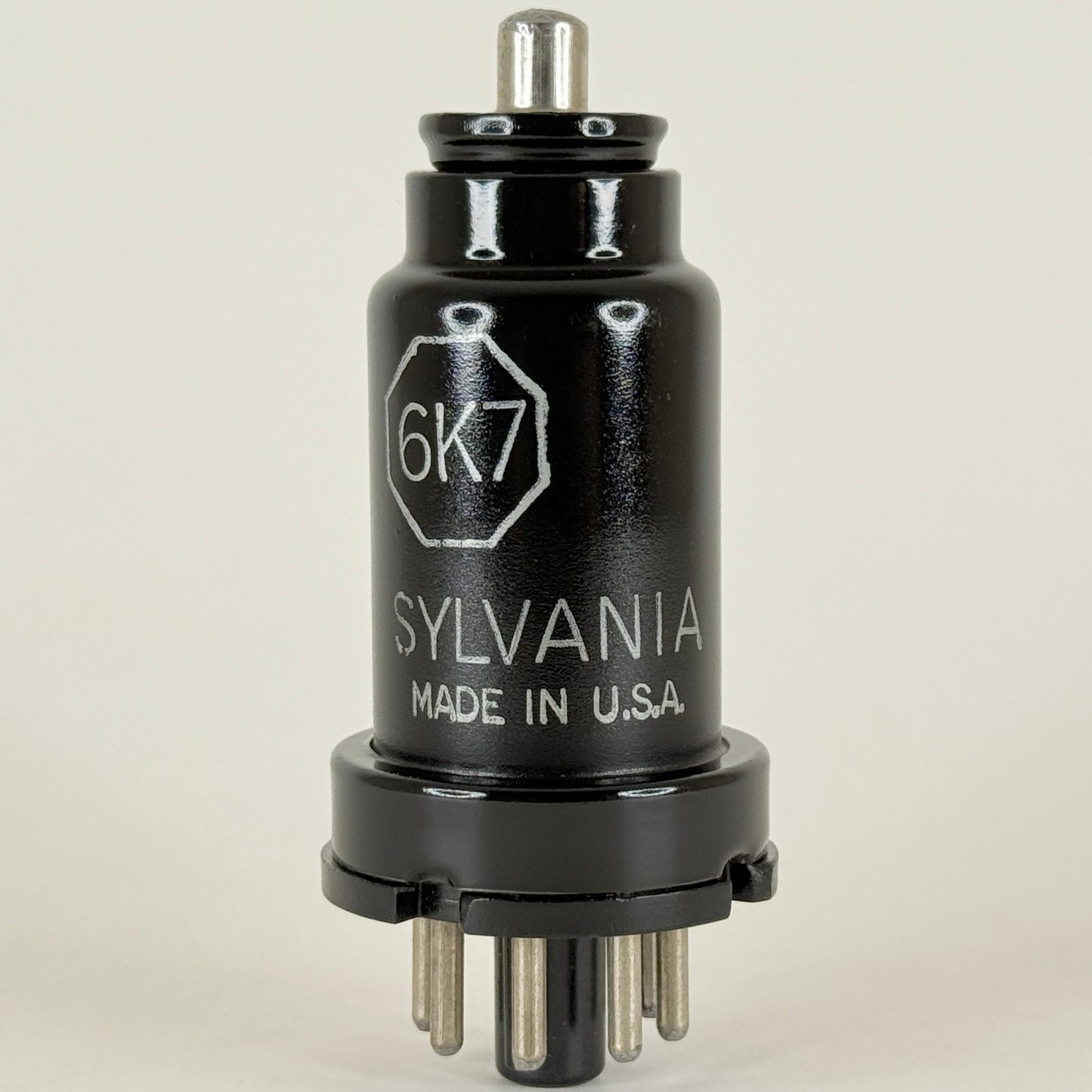 (1) Tested Sylvania 6K7 Tube Date Code N2R Pentode Black Metal Vacuum Tube