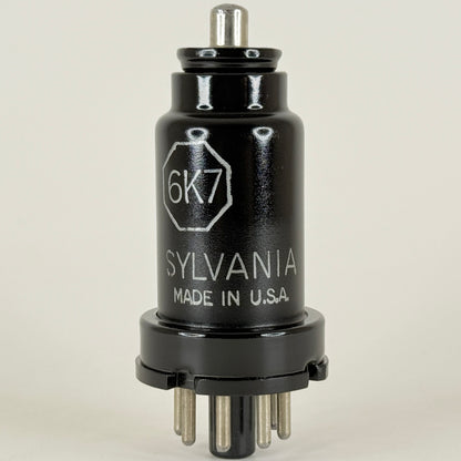 (1) Tested Sylvania 6K7 Tube Date Code N2R Pentode Black Metal Vacuum Tube