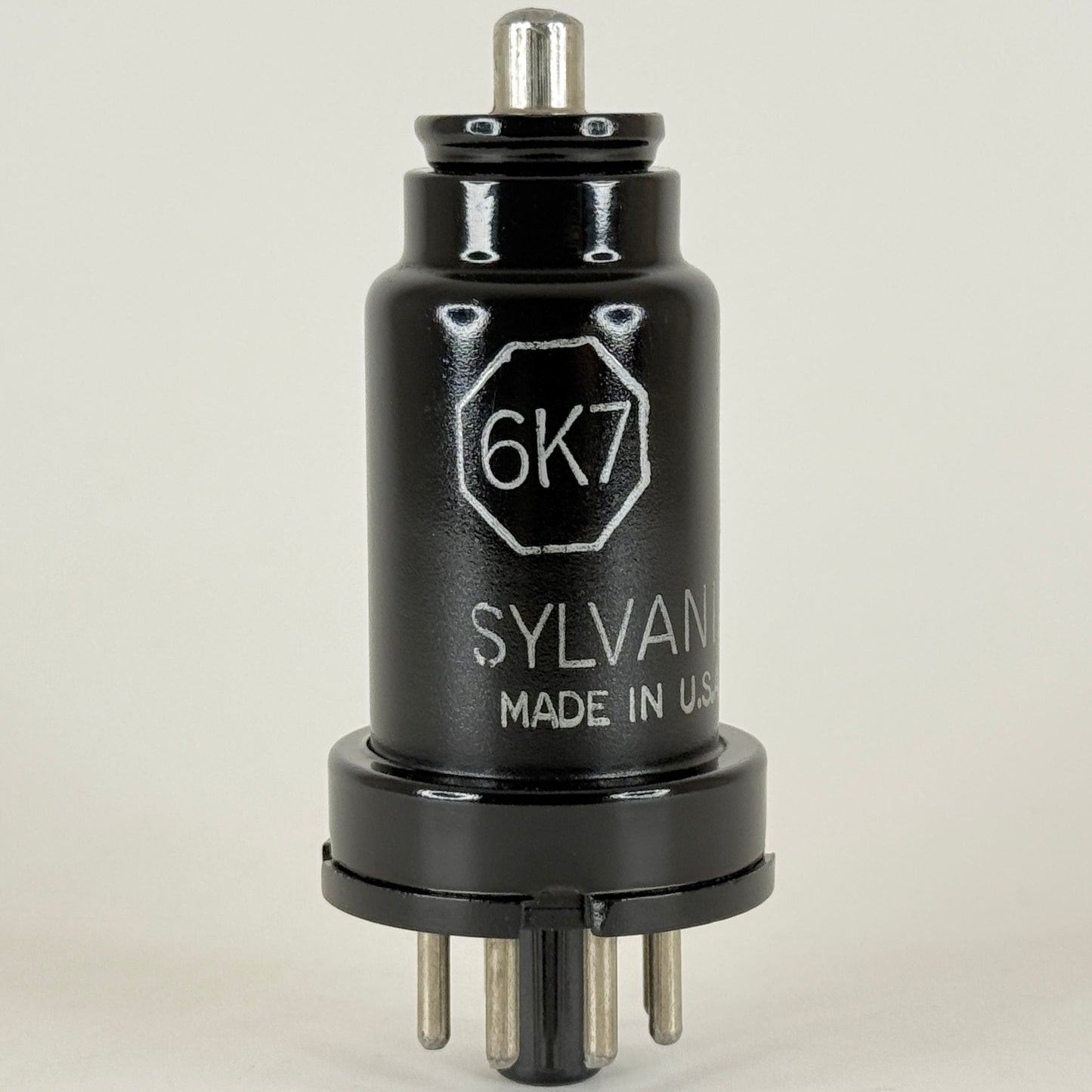 (1) Tested Sylvania 6K7 Tube Date Code N2R Pentode Black Metal Vacuum Tube