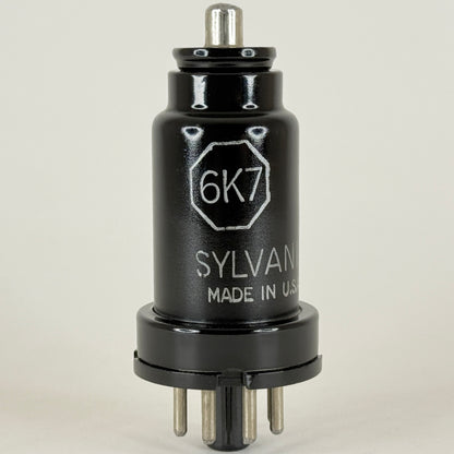 (1) Tested Sylvania 6K7 Tube Date Code N2R Pentode Black Metal Vacuum Tube