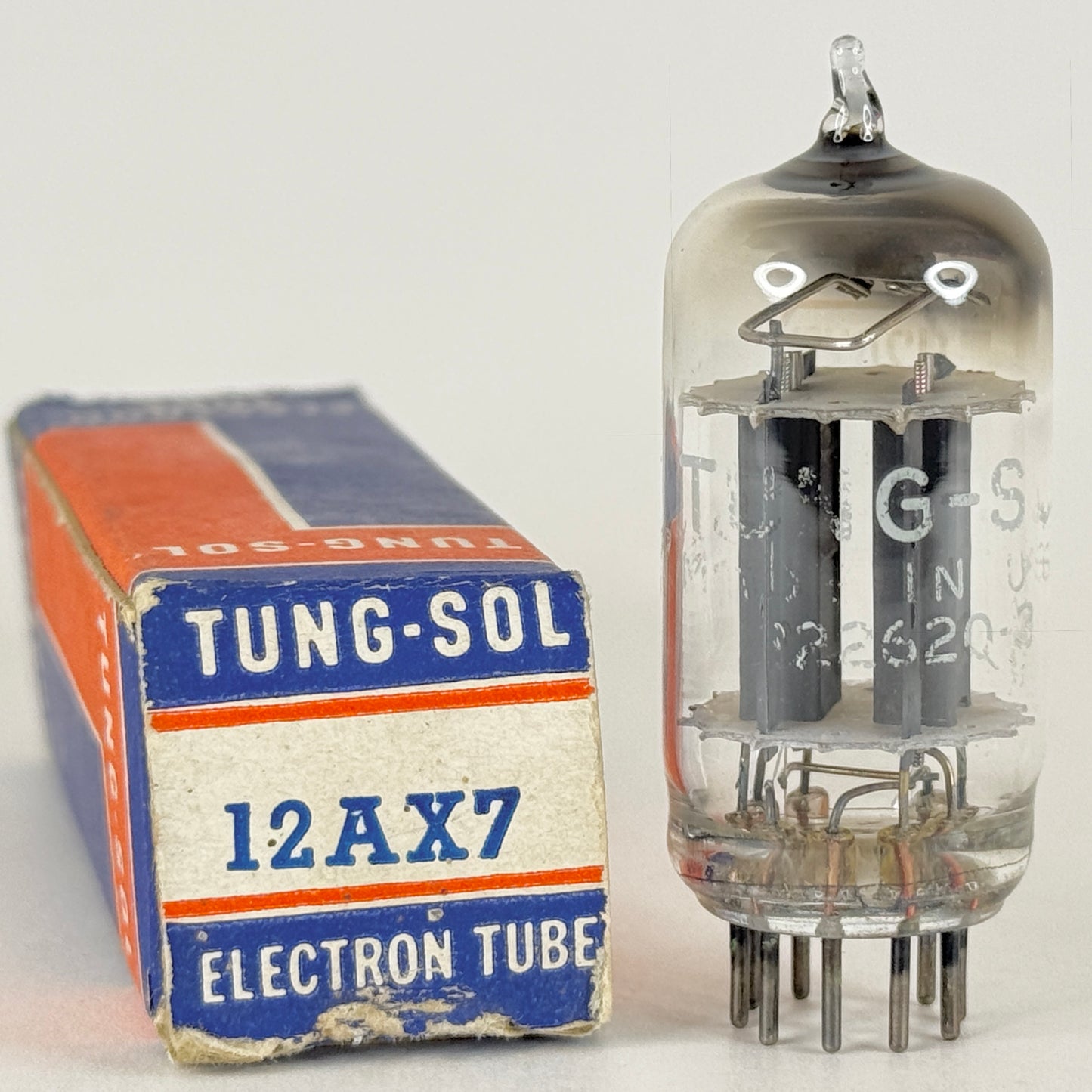 (1) Tested Very Strong Balanced Tung Sol 12AX7 Tube and Box Gray Plates 620-3