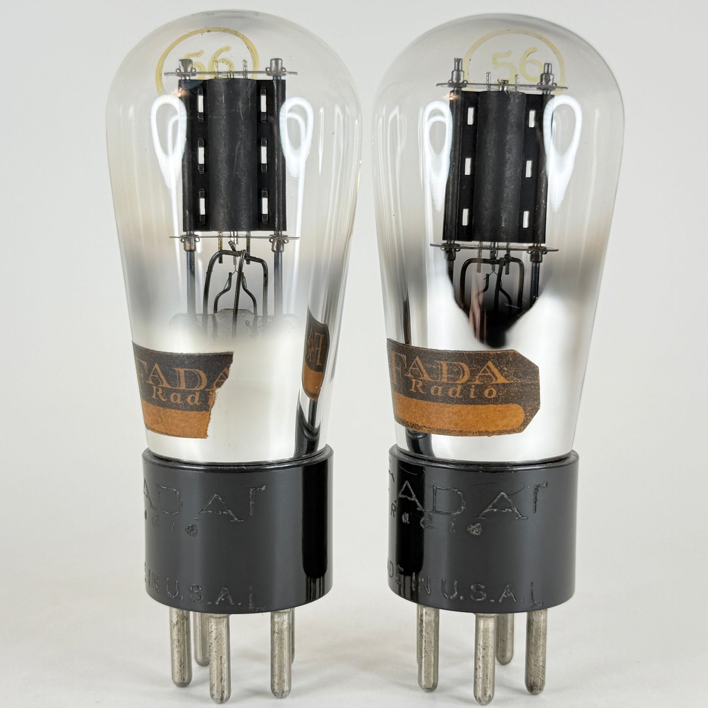 Tested Matched Pair Fada Radio Type 56 Tubes Engraved Base Globe Vacuum Tubes