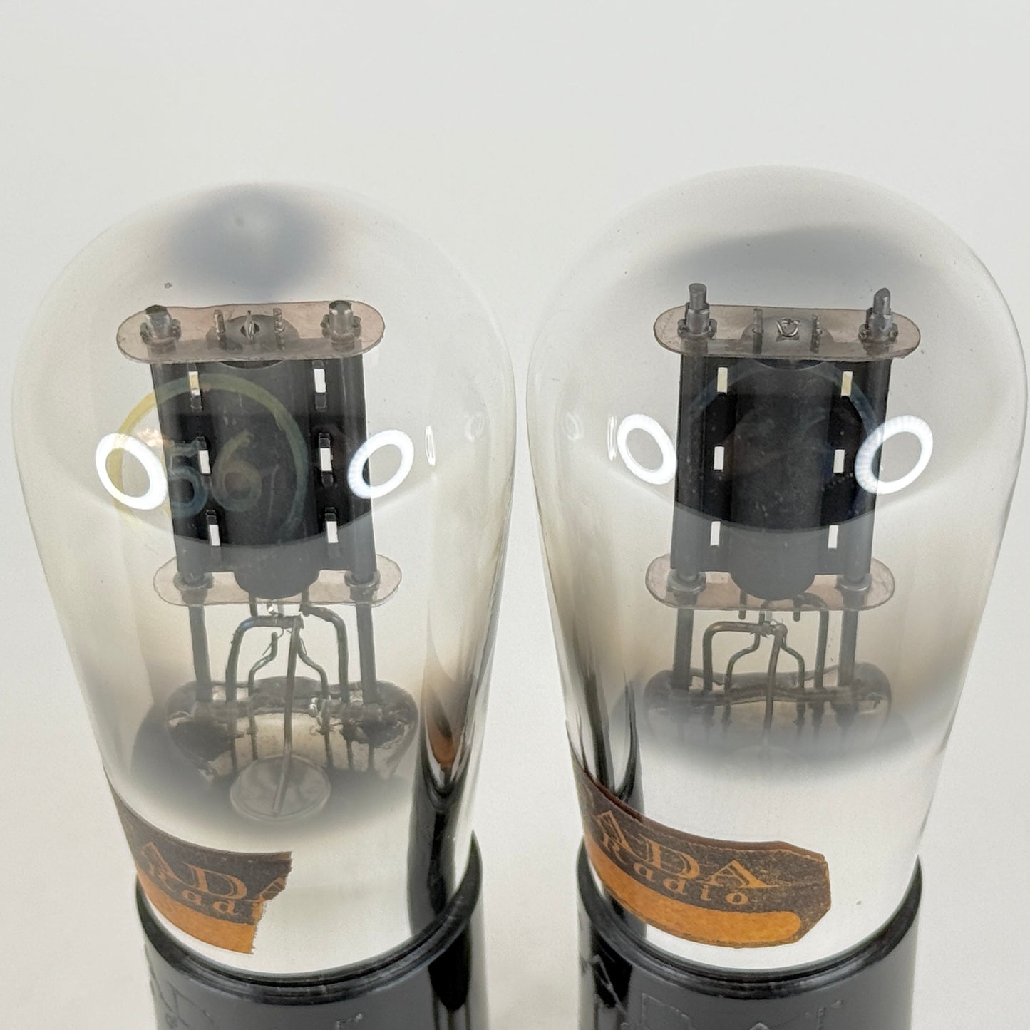 Tested Matched Pair Fada Radio Type 56 Tubes Engraved Base Globe Vacuum Tubes